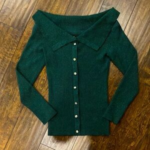 NWT 🌹 Peter Pan Collar Fitted Jewel Sparkly Top Size S